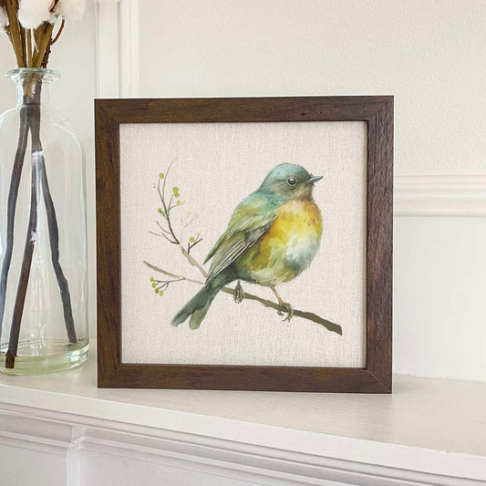 Watercolor Spring Bird - Spring Framed Sign